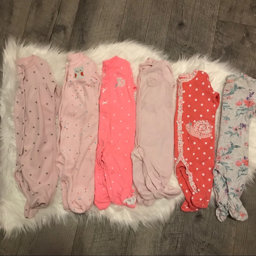 Bundle of carters baby girl sleepers 3 months